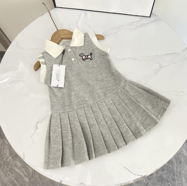 Summer Kids Designer Clothes Cute Two Piece Skirt Set Baby Girls Children Clothing Dresses Sets Short Sleeve Pullover T-shirt Pleated Cake Dress P81