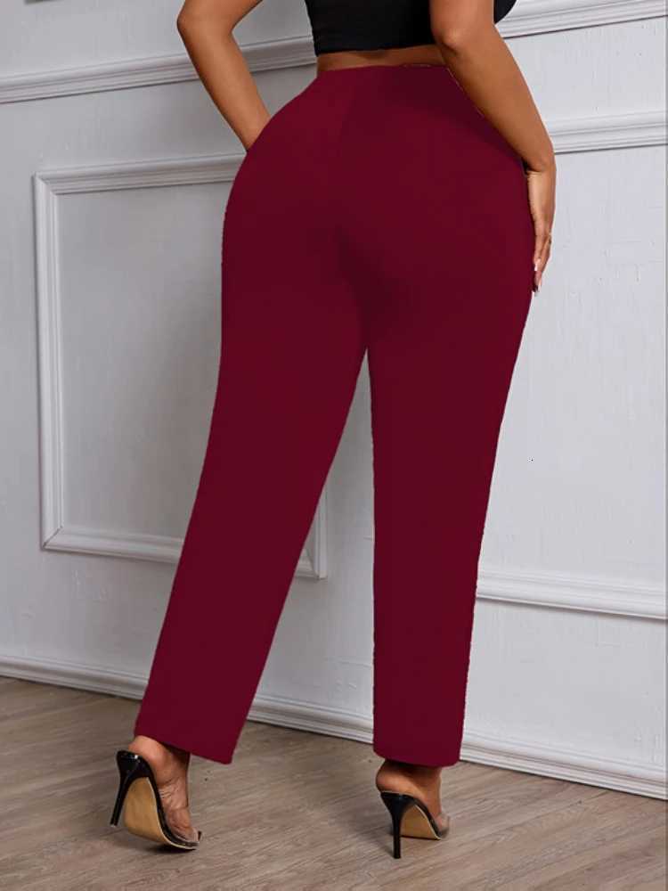 Size Capris Plus Women's Pants Pants Womens High Waist Straight Pants Chain Decor Trousers Elegant Chic Apparel Bottoms Spring Summer Office Pa