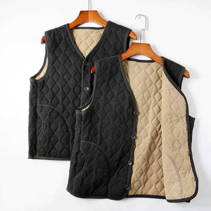 Vests Thickened Men's Vest Men's Fleece-lined Lightweight Padding Warm Shoulder Pad Jacket Winter Casual Soft Close Fitted Thermal VestsW2