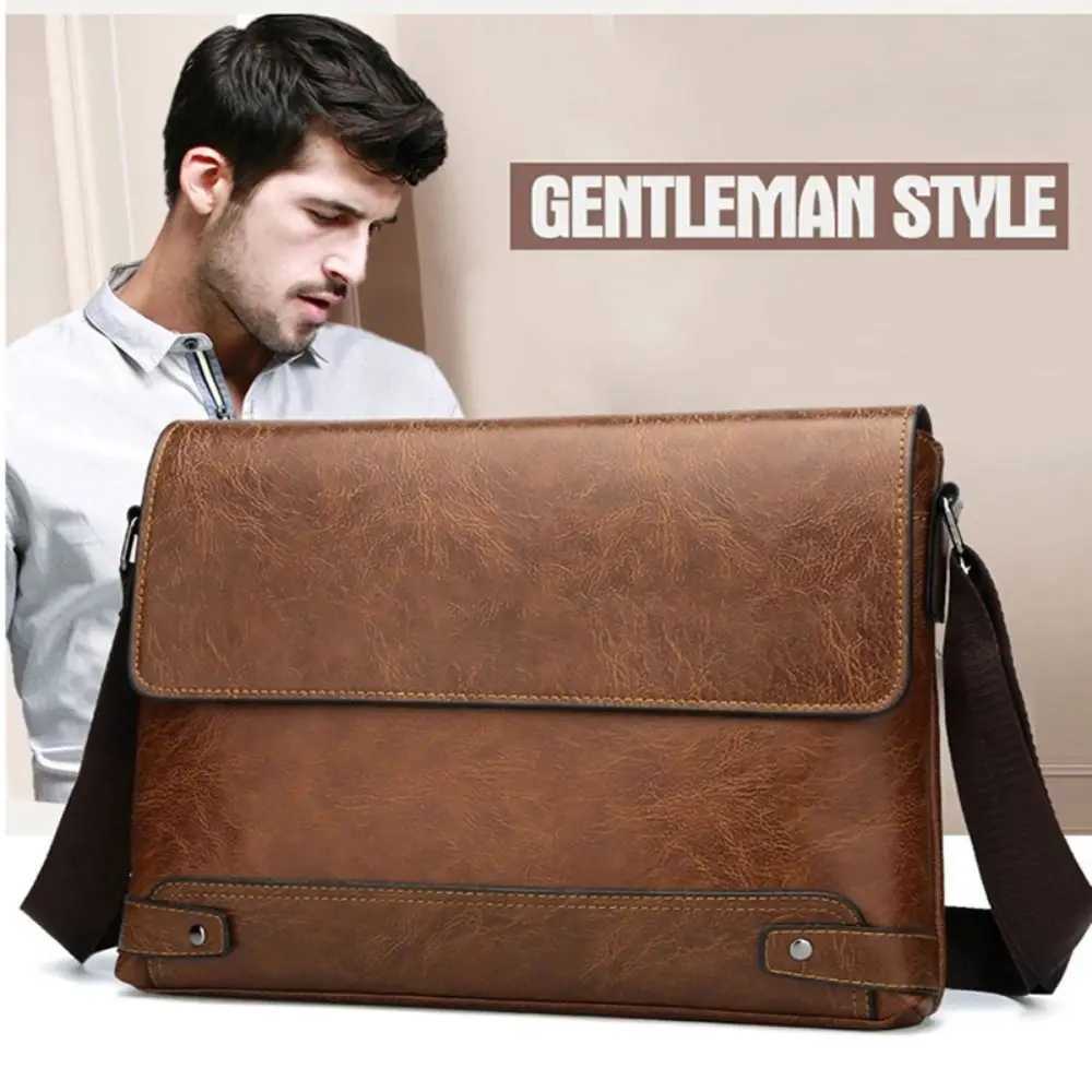 Cross Body New Men Business Briefcase Waterproof Tote Bag Laptop Shoulder Bag Messenger Crossbody Bag PU Leather Computer Bag H261016