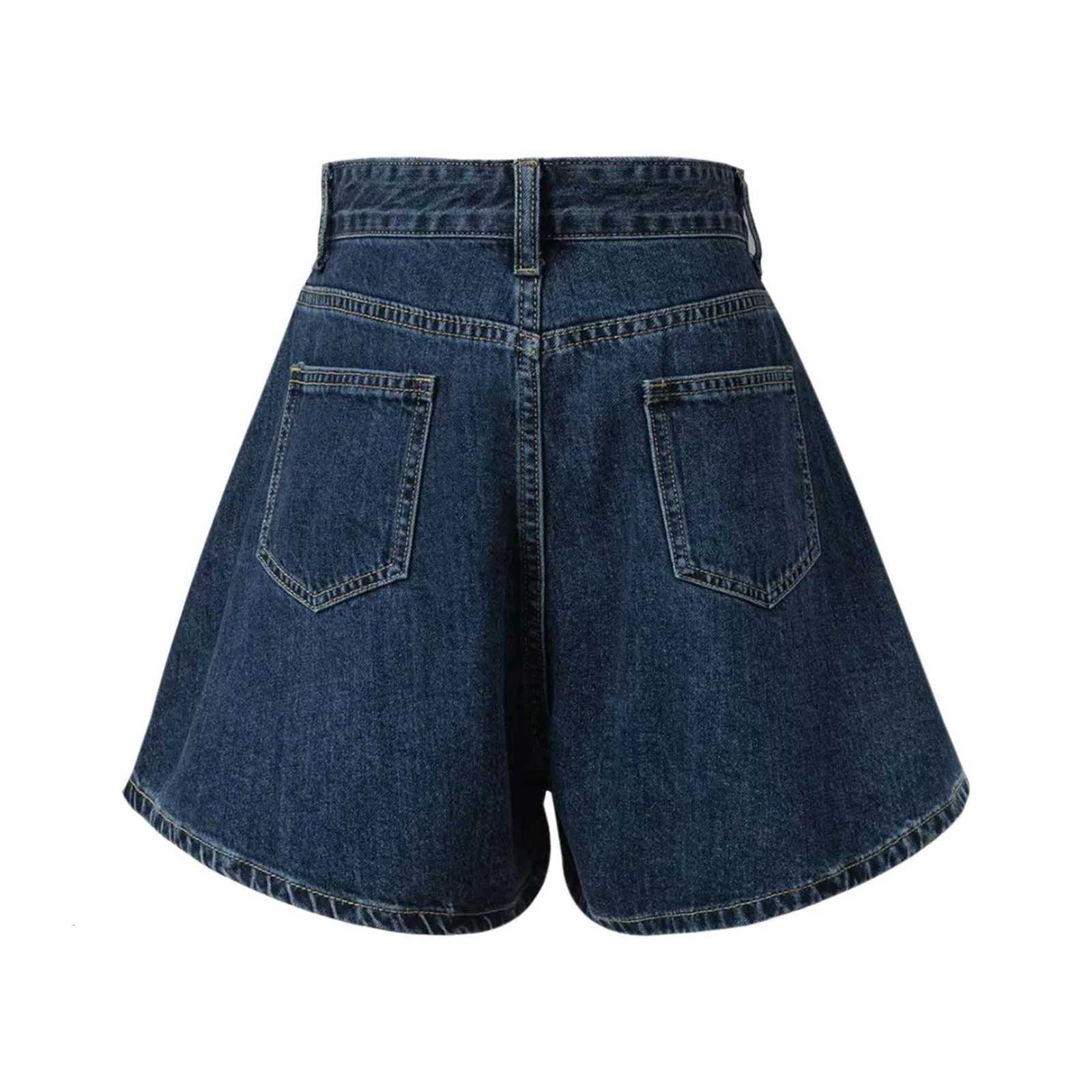 Denim Skirts Pleated High Waist Skirt Plus Size Denim Shorts For Women Summer Casual Wide Leg Slim A Line Skirt Elegant Hot Pants W261017