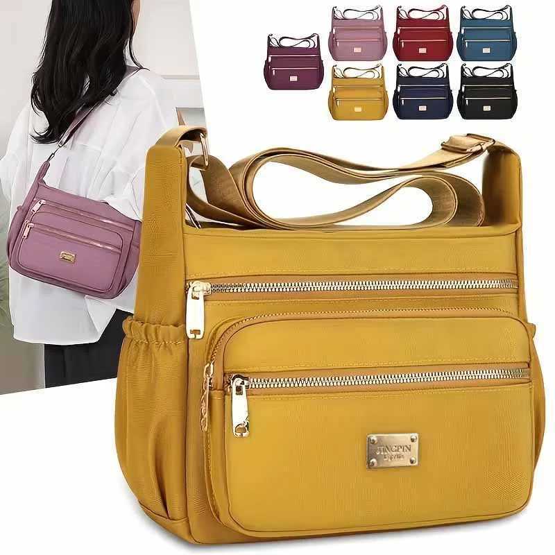 Evening Bags Adjustable Shoulder Strap Women Nylon Crossbody Bag Multi Zipper Pockets Lightweight Casual Handbag For Shopping Daily Travel H261016
