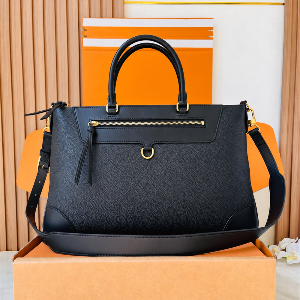 Structured Tote Satchel Bag Embossed Leather Double Top Handle Front Zip Pocket Elegant for Daily Commute Top-Tier Designer New Arrival