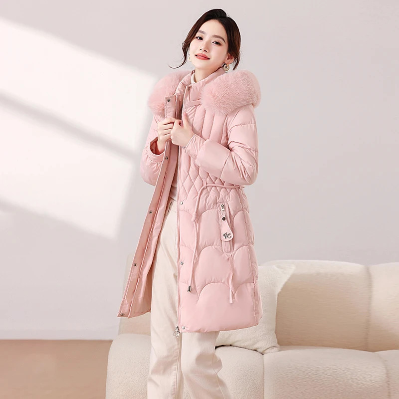 Trendy Cotton Jacket with Hat Detachable Slim Fit mid Length Thickened Women's Fashionable Winter Coat Korean Style Straight Cut 260923