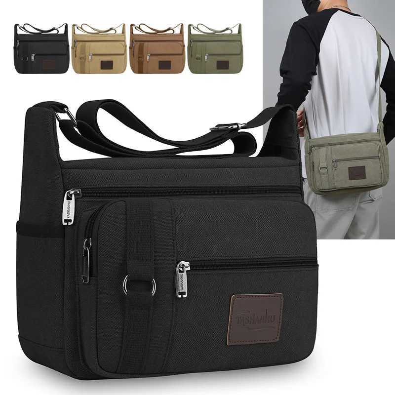 Cross Body Men's Canvas Shoulder Bag Stylish Crossbody Messenger Tote for Casual Travel Everyday Use H261016