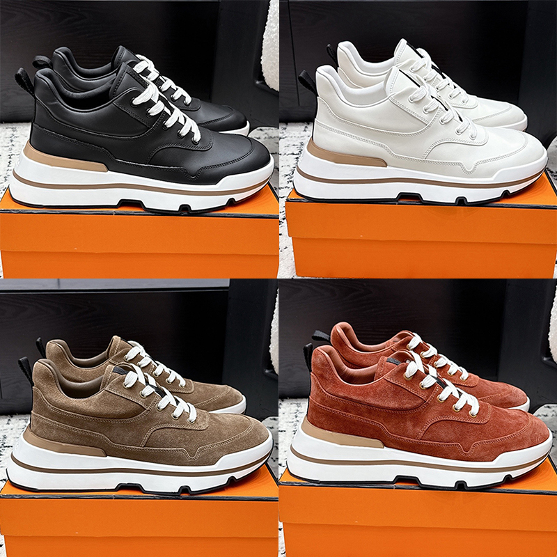 Mens Need Sneakers Elegant Calfskin Contrasting Materials Designer Sport Shoes Fashion Lace Up Round Toe Chunky Sole High Top Running Shoes Rubber S