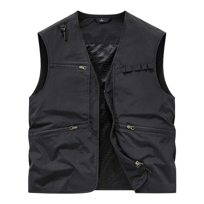 Vests New Summer Men Men's Thin Mesh Outdoor Sleeveless Jackets Fishing Waistcoats Men Breathable Quick-drying Windproof Vests Coats 6XLW261017
