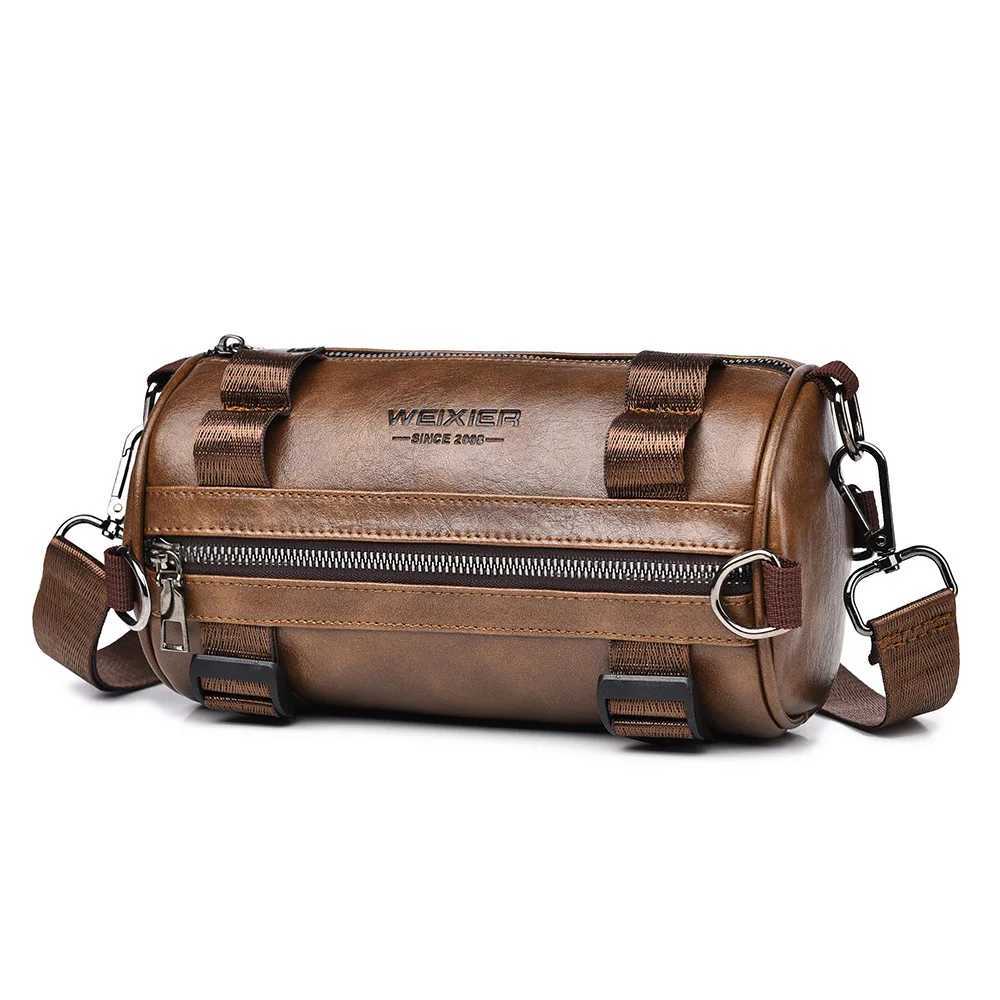 Cross Body Fashion PU Leather Crossbody Shoulder Bag for Men Bucket Shoulder Bag Mens Casual Barrel Handbags Male Circular Messenger Bags H261016