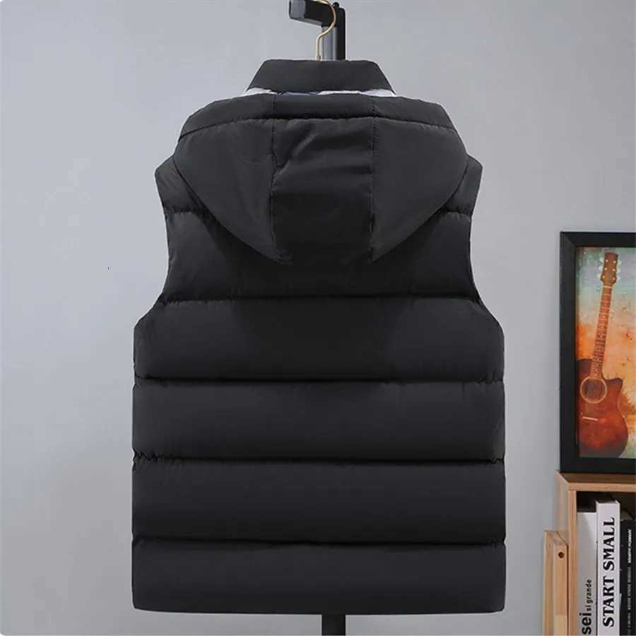 New 2027 Men's Winter Vests Warm Men Cotton Padded Vest Detachable Hooded Sleeveless Jackets Men's Clothes Male Thick Coat Oversize 5XLW26