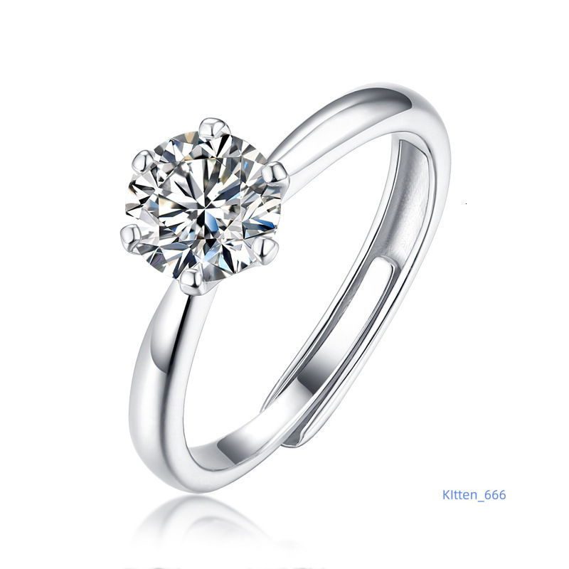 De 925 Silver Fine Jewelry Classic Resizable Sparkling Moissanite Ring 925 Sterling Silver Six Claws Moissanite Ring for Women