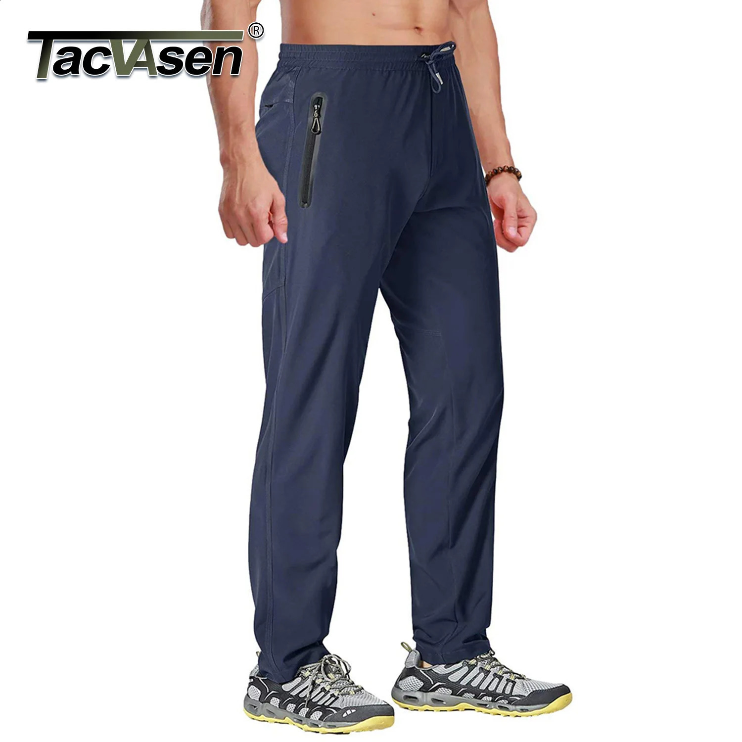 TACVASEN Outdoor Pants Men Quick Dry Straight Running Hiking Elastic Lightweight Yoga Fitness Exercise Sweatpants Joggers 260923