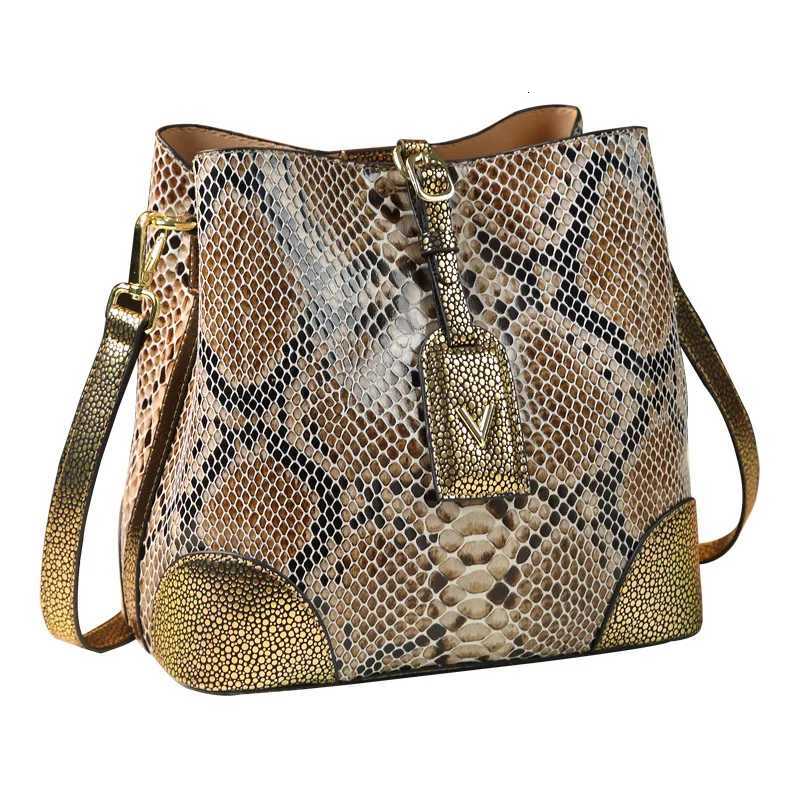 Evening Bags New Fashion Serpentine Women Handbag European Designer Cow Genuine Leather Shoulder Bag Female Crossbody Bucket Bag H261016