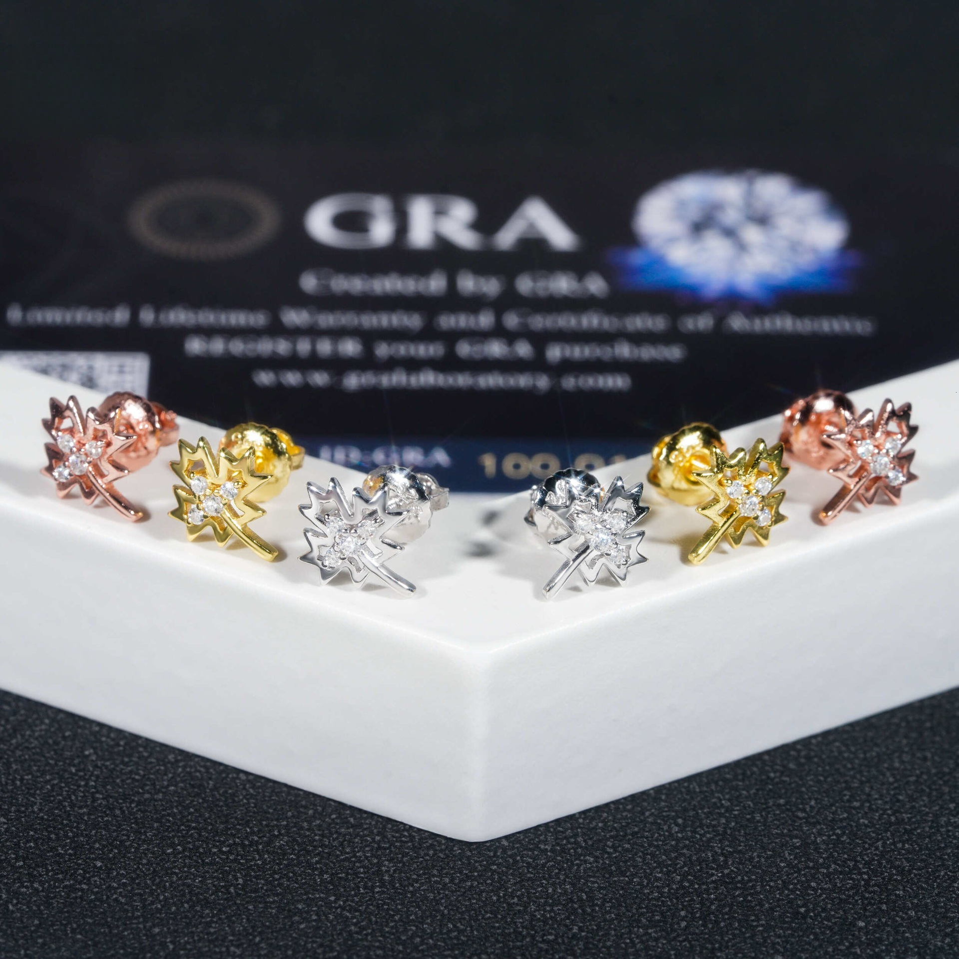 New product Maple Leaf 8.5mm niche earrings S925 silver inlaid with moissanite, direct supply from inventory
