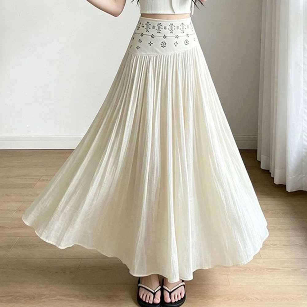 Spring and summer 2026 Skirts new medium and long high waist women's thin elastic waist skirt drape and thin a-word long skirt W261017