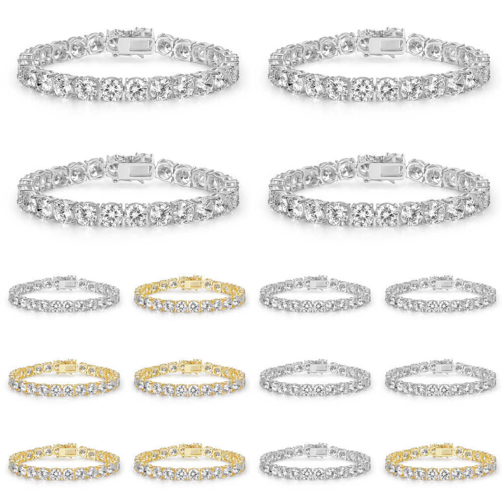 Bangle Tennis luxury tennis bracelet designer for women white gold plated 6/7mm wide bling diamond bracelets rapper hip hop mens jewelry woman valen