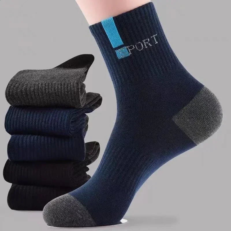 5 Pairs Size 3743 Men Bamboo Fiber Autumn Winter Socks Breathable Cotton Sports Sock Deodorant Business 261017