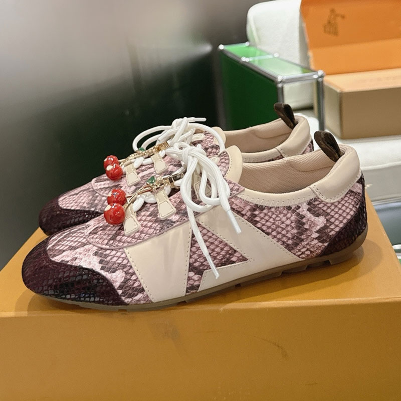 Womens Sneakerina Designer Flat Lace Up Sneakers Ladie Classic Casual Shoes Luxury Ballet Shoes Anti Slip Outsole Size 35 42
