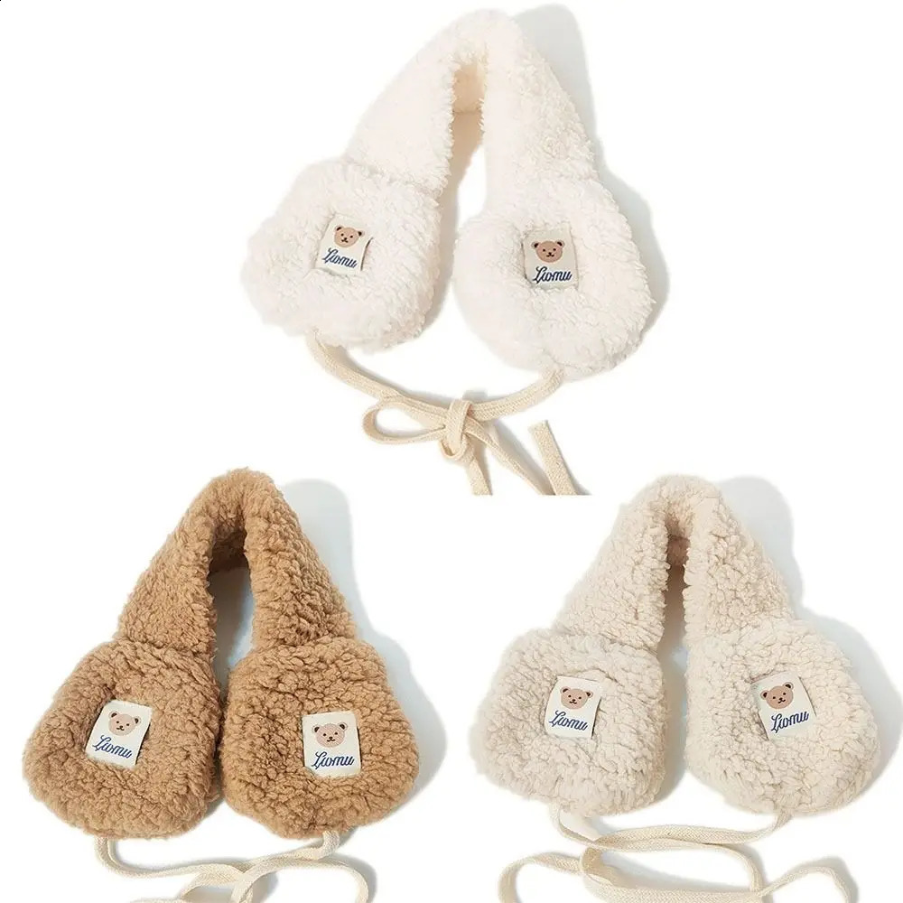Fashion Korea Women Winter Warm Plush Earmuff Ear Warmer Cute Bear Adults Kids Tie Plush Earmuffs 261013