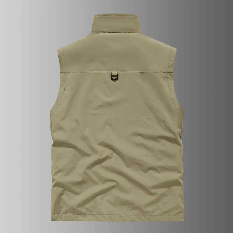autumn-winter New Men's fashion Vests hooded jacket men's outdoor stand-up collar functional multi-pocket waterproof and quick-drying jack