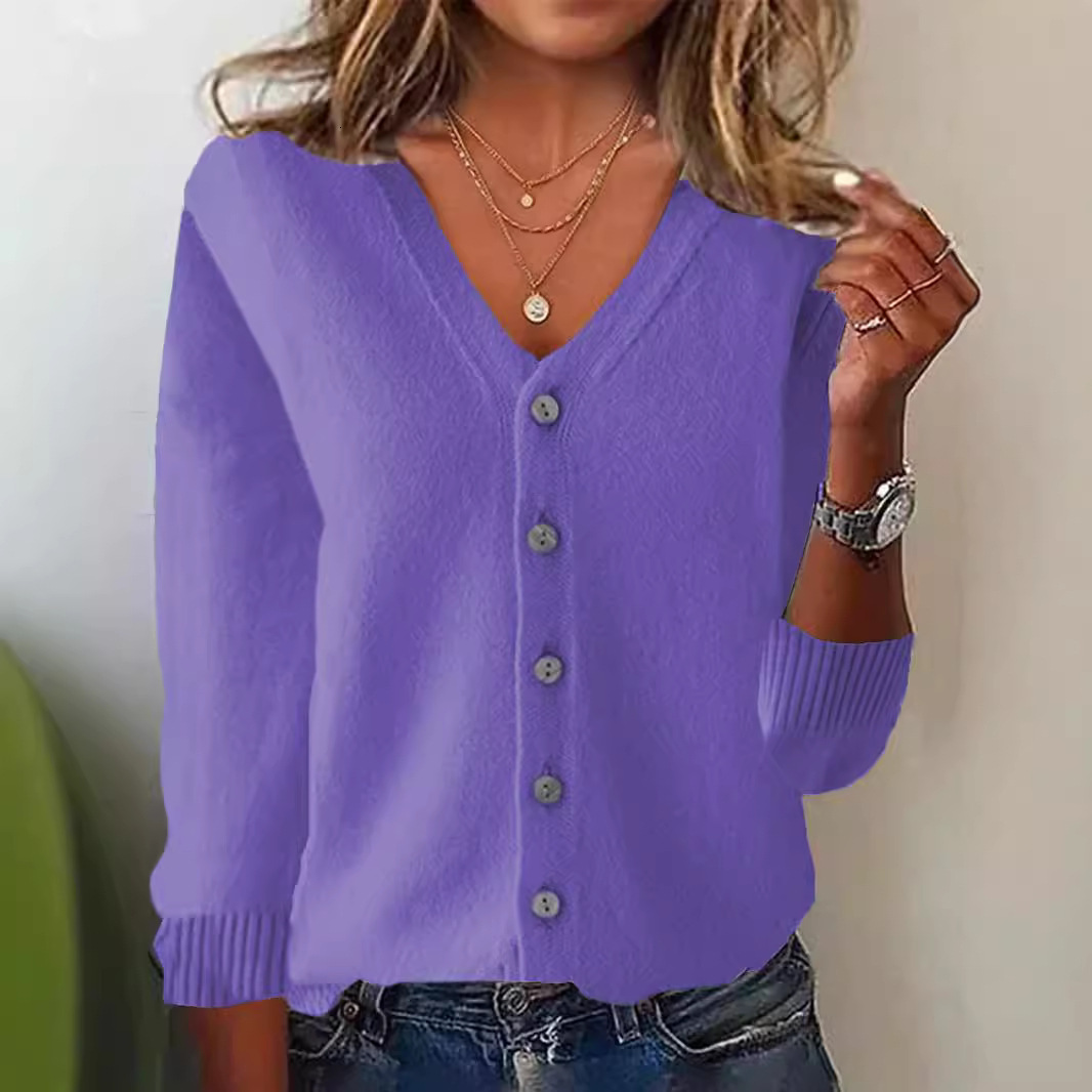 2026 New Designer Wholesale For Spring And Autumn Women's V-neck Long Sleeved Cardigans Plus Size Outerwear Sweaters Knitted Sweaters Loose Fit