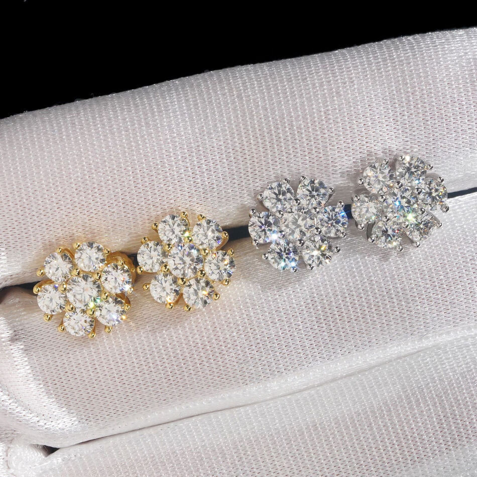 2026 New Moissanite 11Mm Circle Stud Earrings Real cologne Gold Plated Cluster Ear Studs perfume Pass Diamond Tester Hip Hop 925 Silver Designer V1