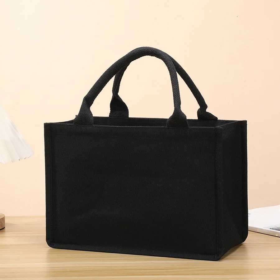 Evening Bags Homefish Leisure thickened handheld canvas tote bag black three-dimensional large-capacity simple shopping bag handbags H261016