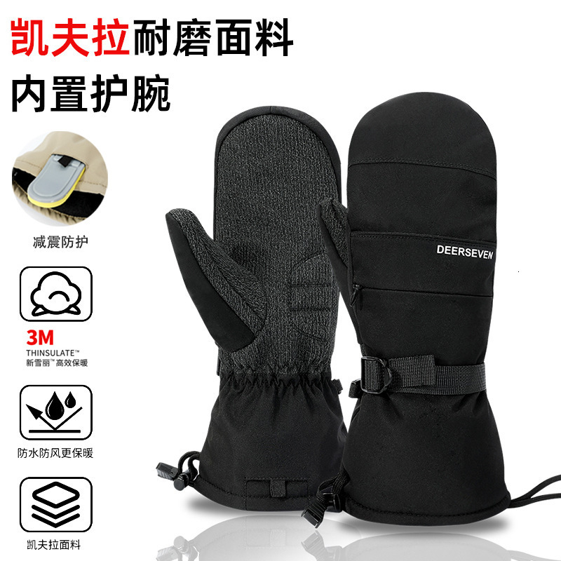 2026 Kevlar Snowboarding Gloves For Men outdoor And Women, Waterproof, Thickened, 3M, Fingerless, Windproof, Winter Warm, Built-In Wrist Guard Free