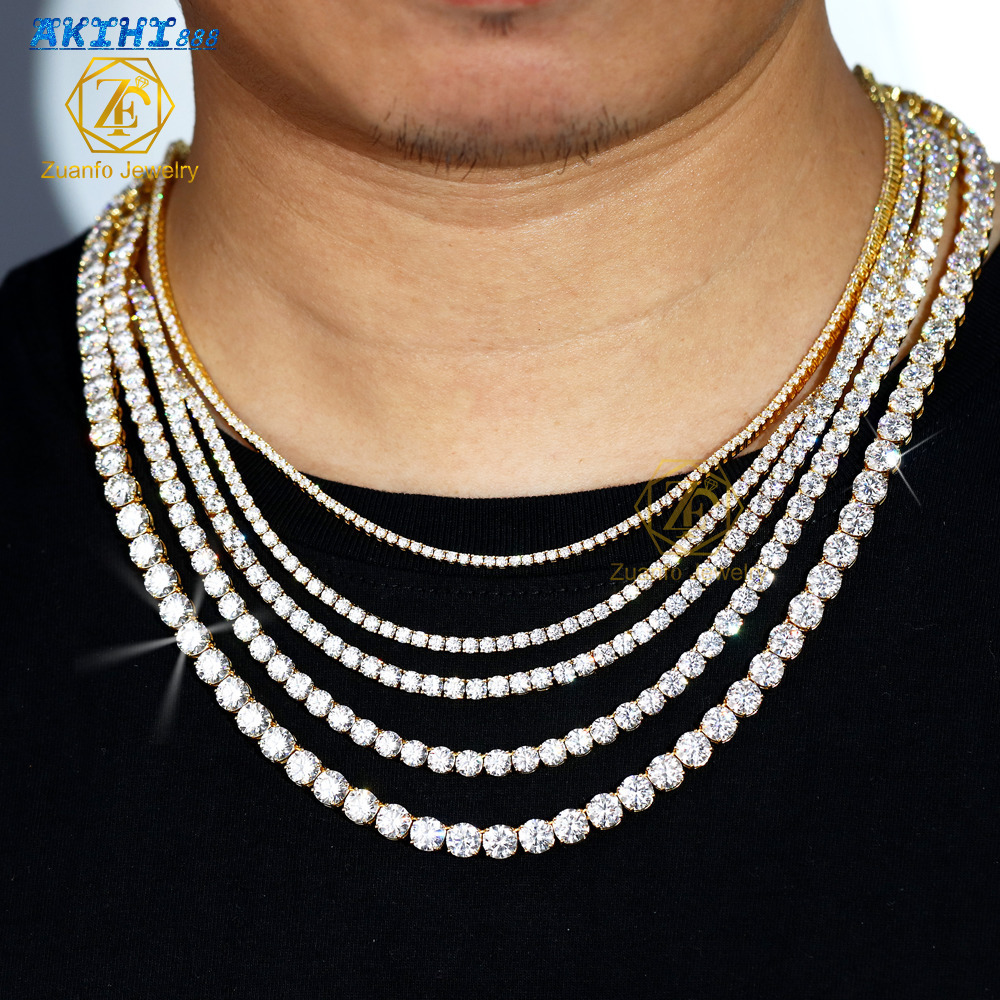 Hot Selling 925 Silver Iced Out D VVS1 Moissanite Diamond Tennis Necklace for Women and Men Wholesale