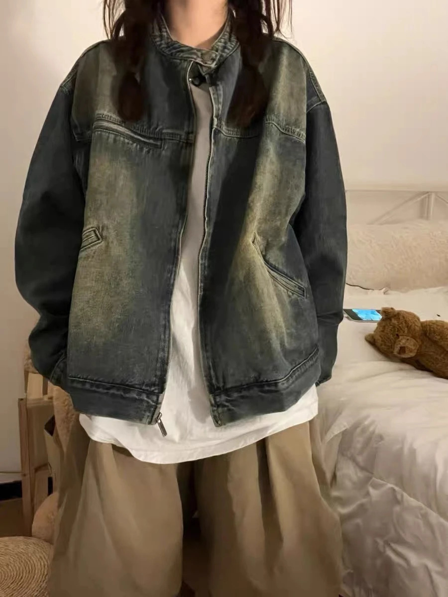 Spring Summer Vintage Washed American High Street Denim Jacket Women's Premium Feel Short Size Early Ladies Jeans 261016