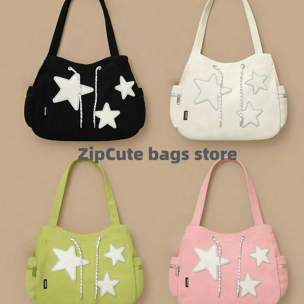 Evening Bags Niche Design Handbag Star Female Student Large Capacity Commuting Tote Corduroy Shoulder Crossbody Bag 2023 New H261016