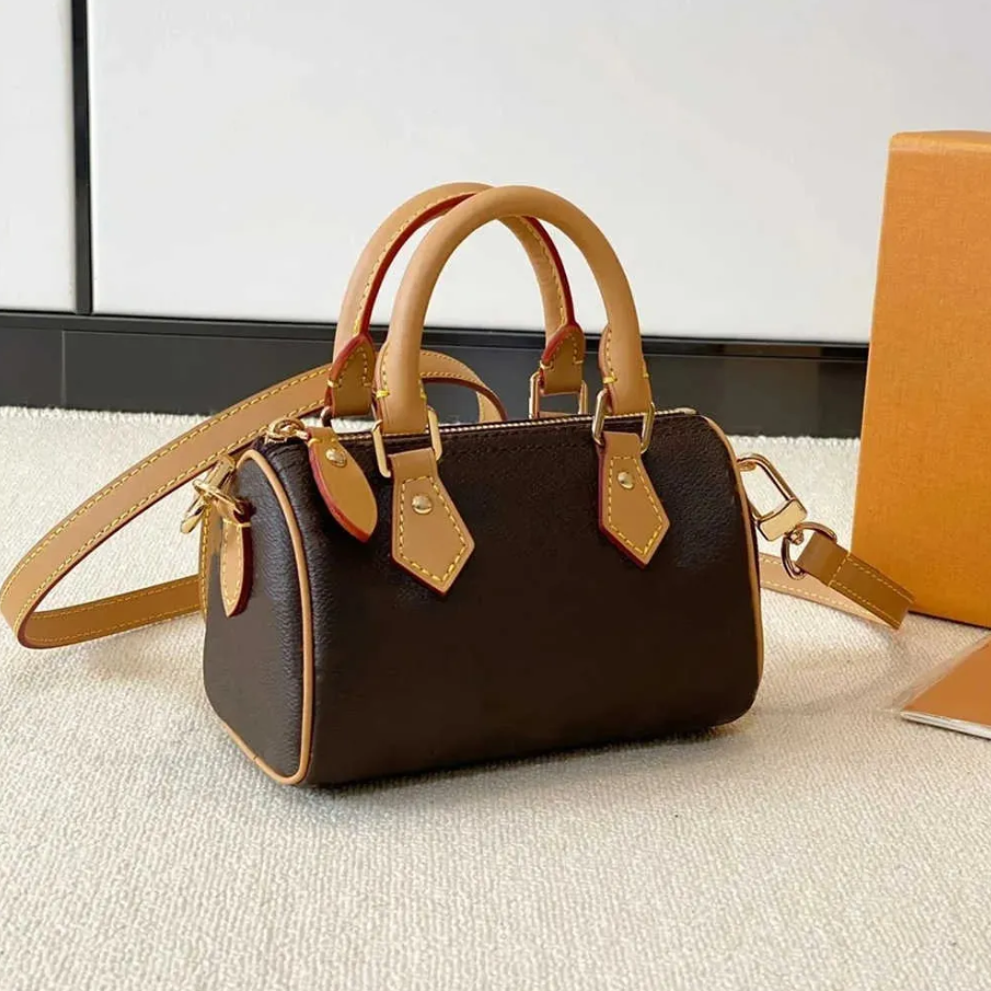 Luxury Designer Nano 20CM Women shoulder bag Fashion Classic Canvas Leather Handbag Crossbody Purses Lady Totes With Lock gift