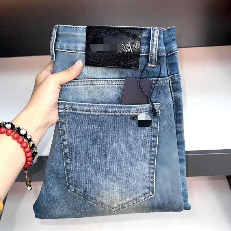 designer Men's Jeans Brand European-style men jeans, vintage wash, four-season stretch, slim straight leg, casual long pants D7RW