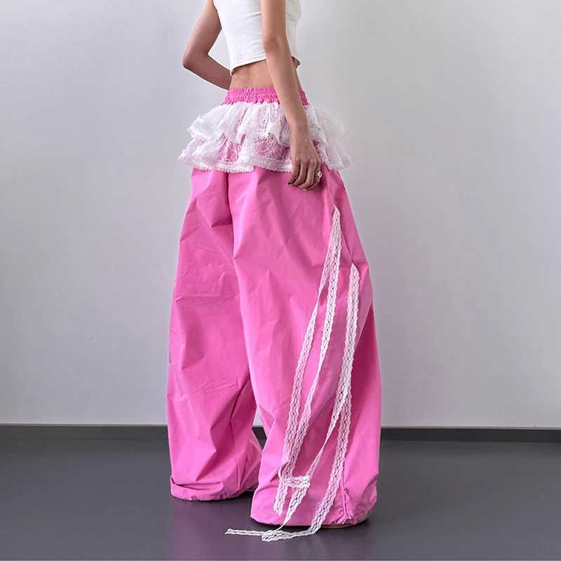Leggings Women's Pants Capris Women's Women's Patchwork Lace Skirt Casual Wide Leg Pants Spring Summer Niche Design Contrasting Style