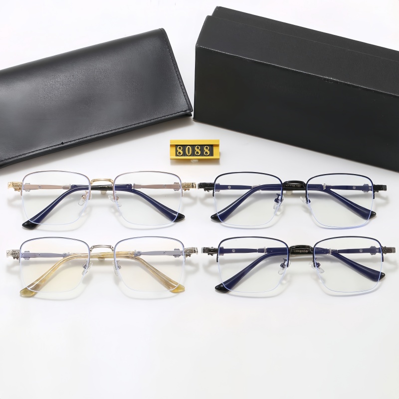 Trendy semi rimless square eyeglasses frame men metal clear lens anti blue light office computer eyewear wtih box 8088