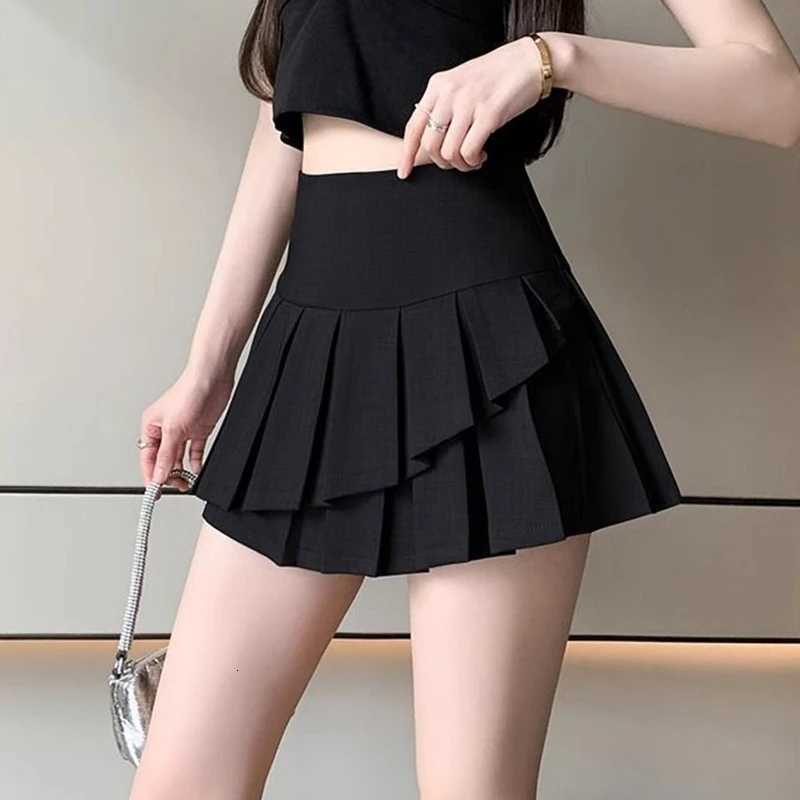 Irregular Pleated A Line Skirts Skirt Women Summer Preppy High Waist Y2K Mini Skirts Woman Korean s Dancing Jk Skirts with Shorts W261017