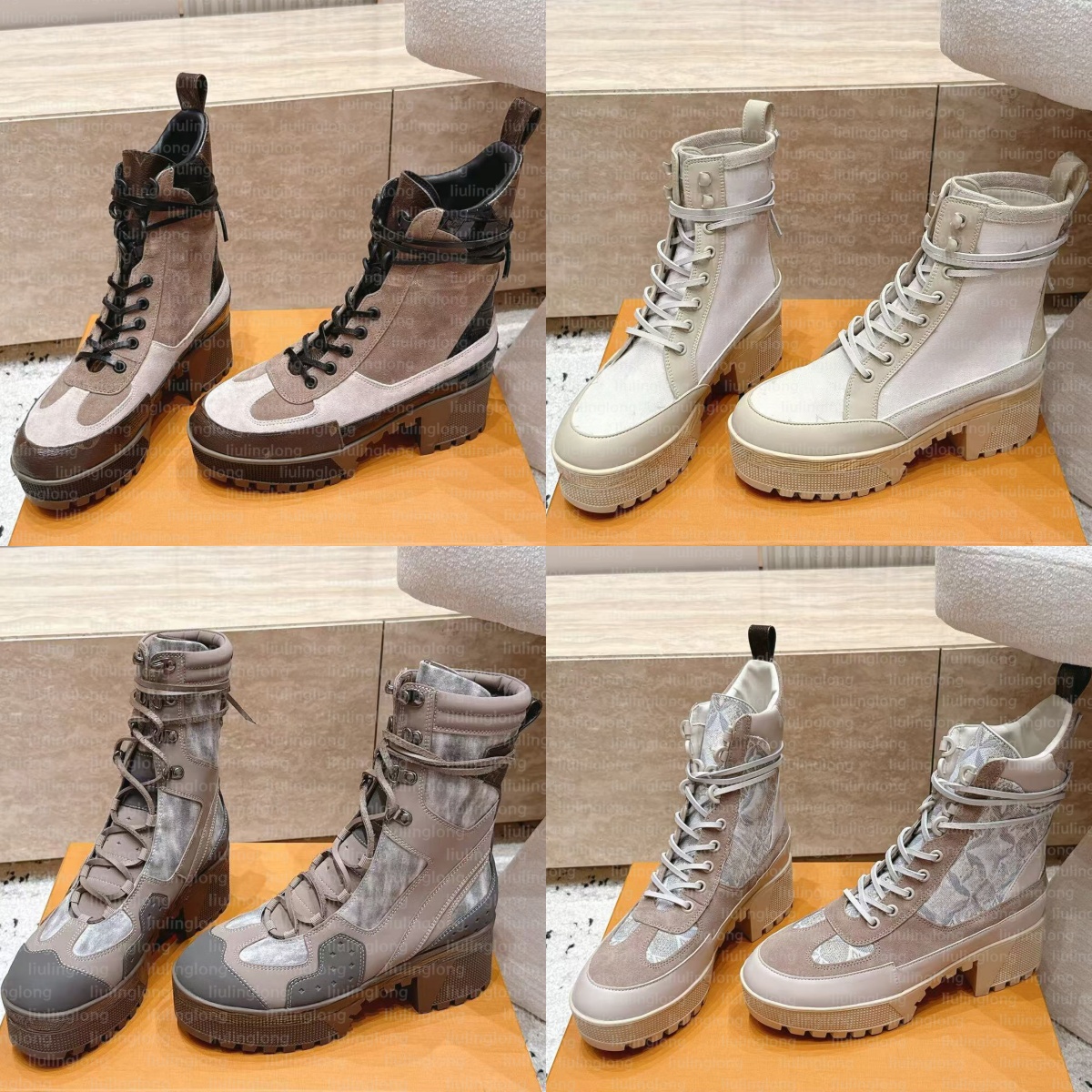 Designer Boots Retro Laureate Platform Desert Boot 1ac7s9 Ladies Coarse Heel Sand Boots Classic High Heel Martin Boots Treaded Rubber Outsole Leathe