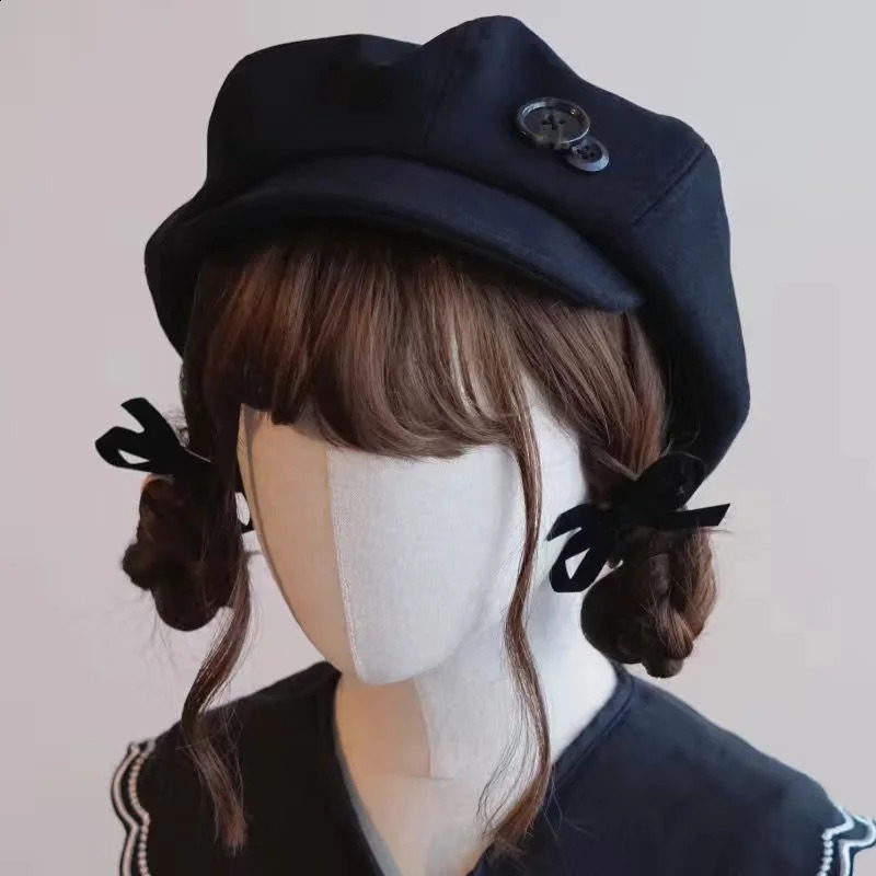 Korean Japanese Handmade Cloud Beret Cap Autumn Winter Face-Slimming Warm Brown Mallard Color Painter's Hat Cute Retro Style261016
