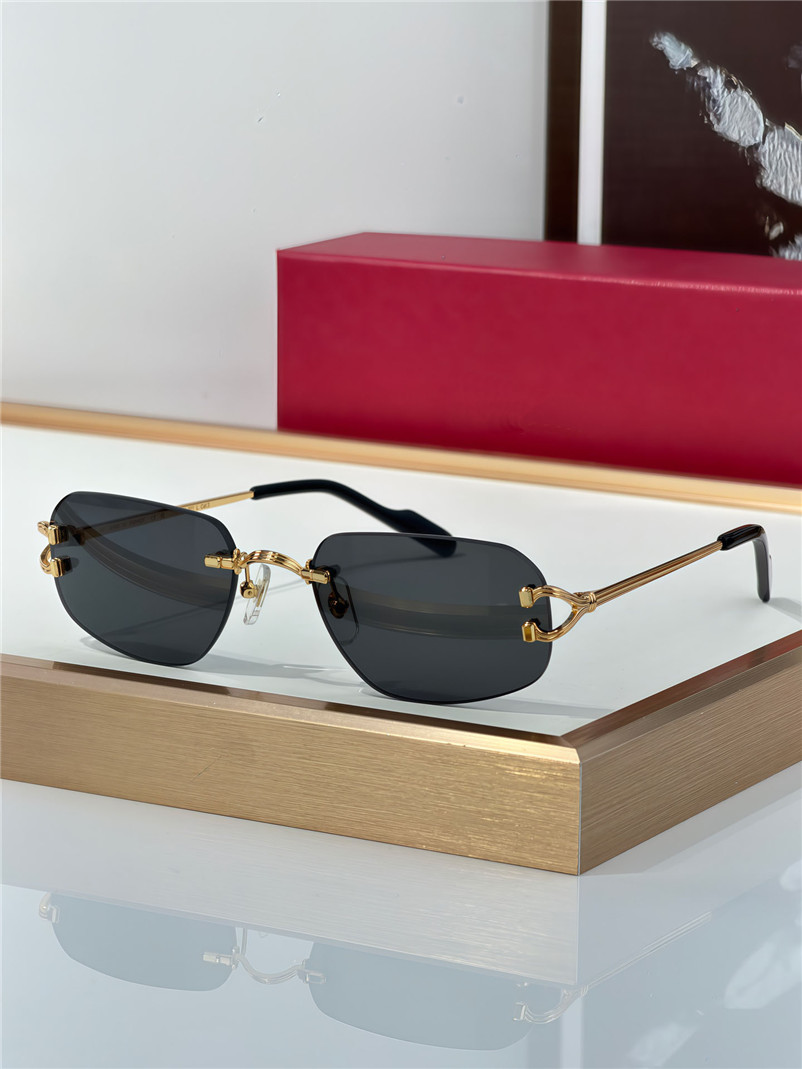 New fashion design irregular square sunglasses 0663S rimless metal temples simple and popular style high-end outdoor UV400 protection eyewear