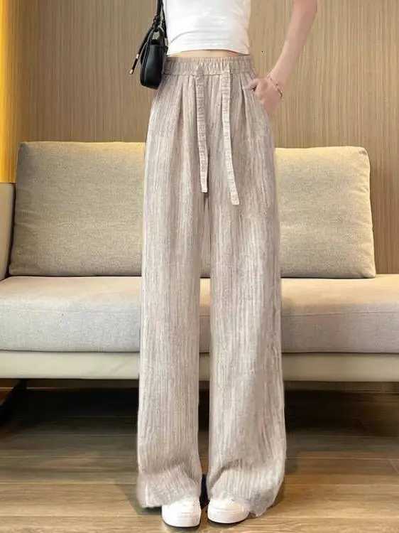 Leggings Capris Women's Women's Pants Ice Silk Dyed Wide Leg Pants Casual Summer Thin Straight Cool Pants High Waist Nine Points Korean St