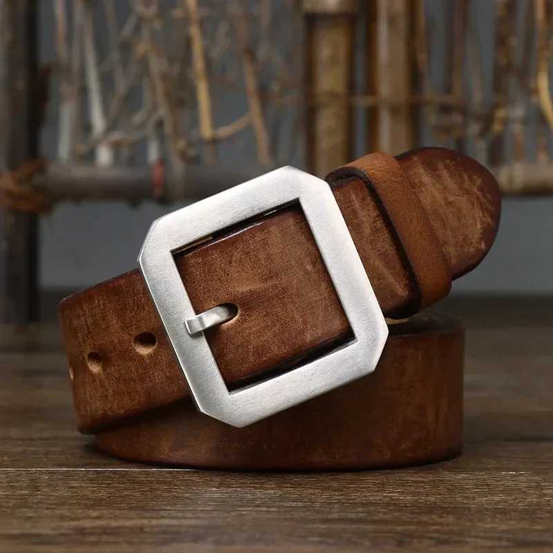 Genuine 3.8CM Thick Leather Cowhide Casual Jeans Belt Men High Quality Stainless Steel Buckle Luxury Male Strap Cowboy Cintos M261016