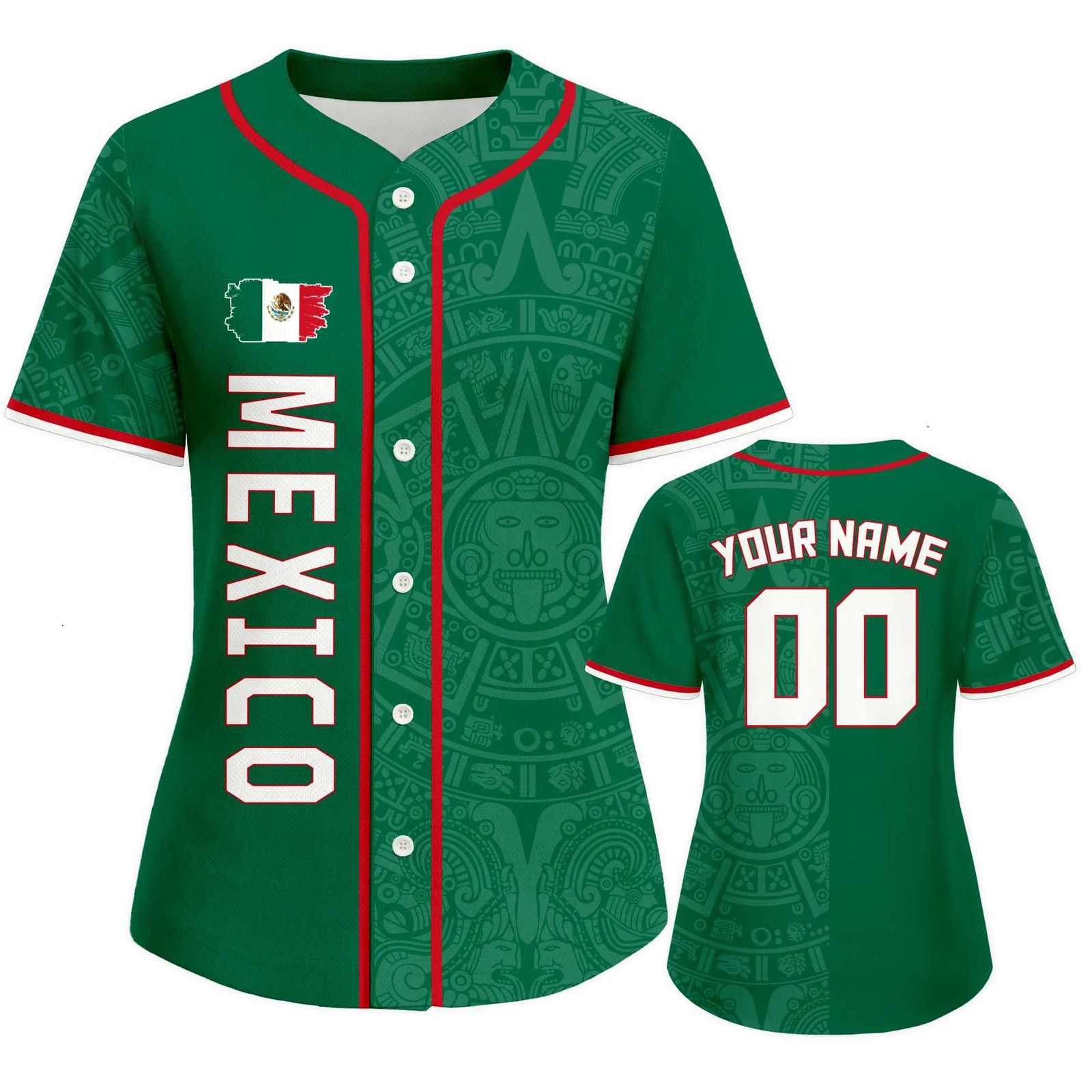 Baseball Men's T-Shirts Personzed Mexico for Women Custom Name Number Button Down Baseball Shirt Team Uniform S-4XLW261017