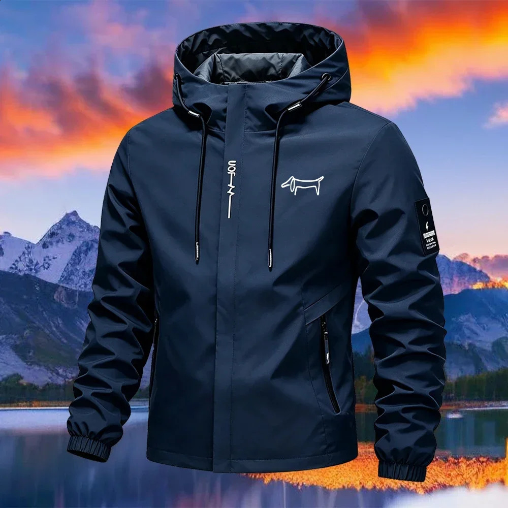 Men's Waterproof Rain Jacket Lightweight Outer Hooded Outdoor Raincoat Hiking Windproof Climbing Jackets 261009