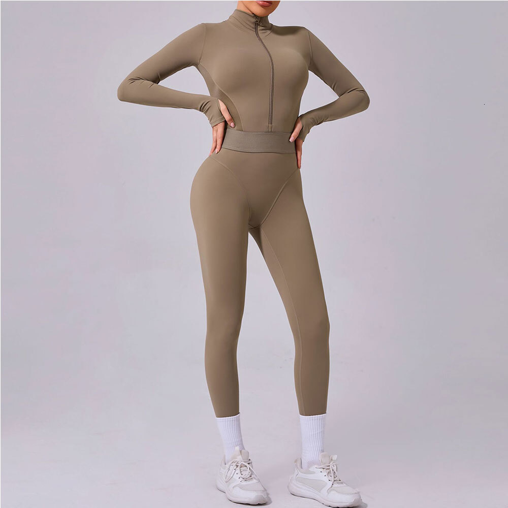 Women Tracksuit Set One-piece Suit Female Rompers Quick Dry Yoga Clothing Workout Bodysuits Sports Jumpsuit Long Sleeved