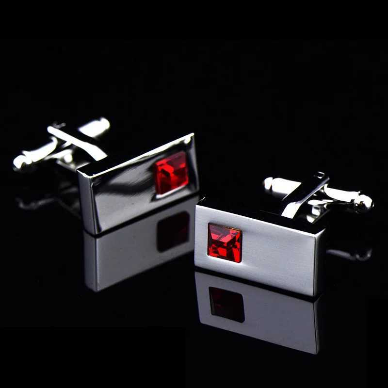 Links JHSL Square/Rectangle Men Cuff Cufflinks Purple White Black Blue Red Pink Stonee Fashion Jewelry Metal Shirts Party GiftW261017