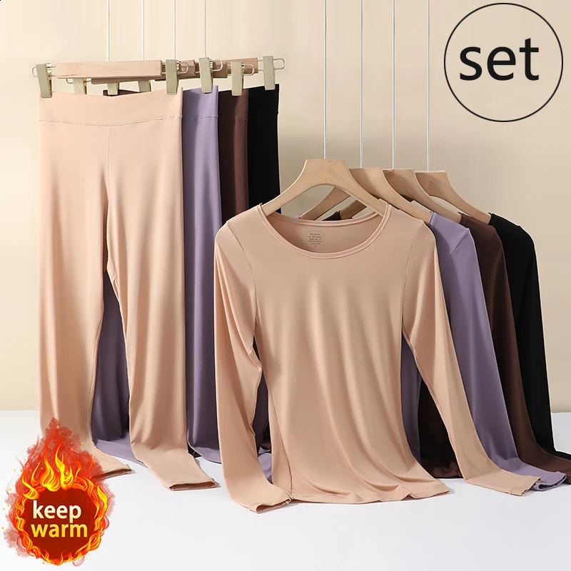 Winter Thermal Pairing Hyaluronic Acid Skincare Shirts UltraThin HighElastic Long Sleeve Underwear Women's Base Layer Sets 261012
