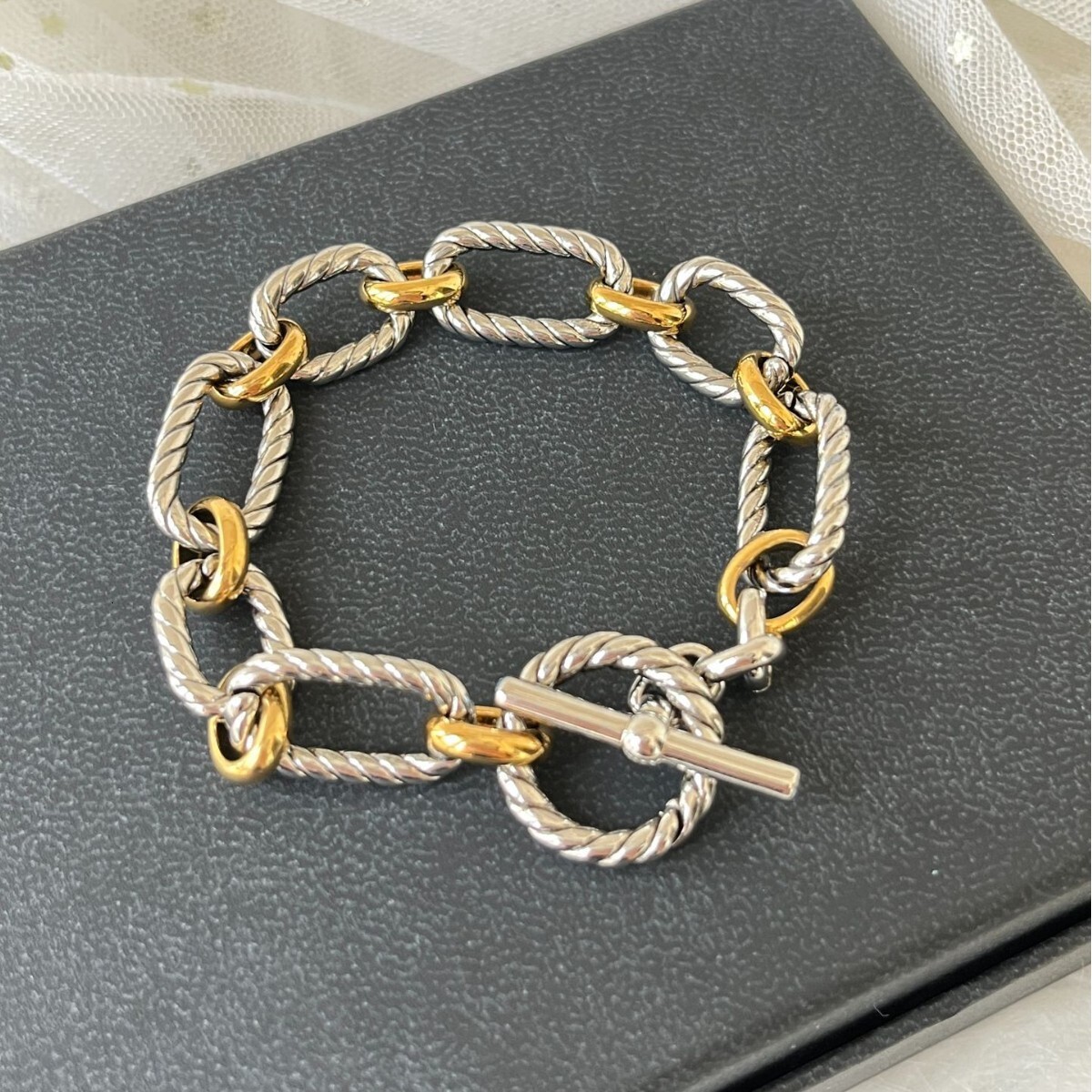 DY Cable Jewelry Designer Davidjersey Yurmannn Luxury Bracelet For Woman Men Luxe Bangle DY Color Separation Niche Trendy Cushion Chain Bracelet DB9