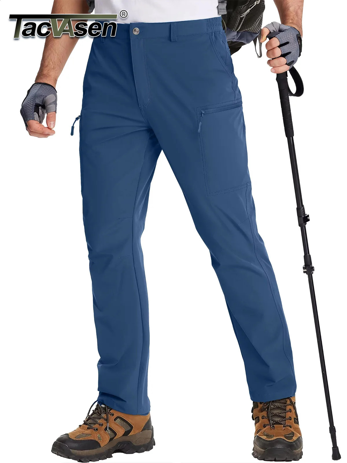 TACVASEN Lightweight Hiking Pants Mens Quick Dry Cargo Work Nylon Waterproof Outdoor Trekking Fishing Male Trousers 261017