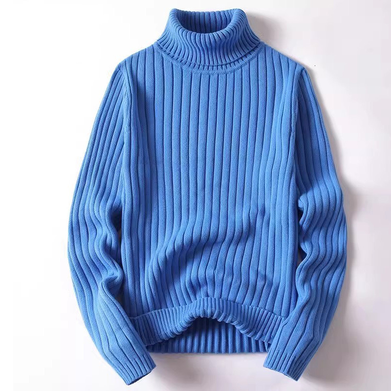 Men's Warm Sweater Thickened For Winter New Casual Trendy High Neck Pure Cotton KnitwearCasual knit sweater Men Solid Color Plus Size Sweater H