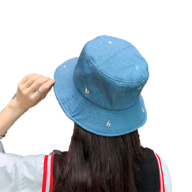 Women's summer outdoor versatile windproof sun hat with embroidery men's Korean version cute and sweet bucket hat trendy