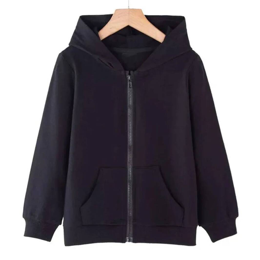 Girls Hoodie Children Tops Zipper Style Hoodies Coat Boy Black Girls Pink Age 312 Kids Sweatshirt Festival Gifts Solid Color pullover Crew Neck S